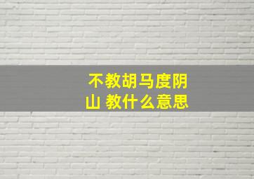 不教胡马度阴山 教什么意思